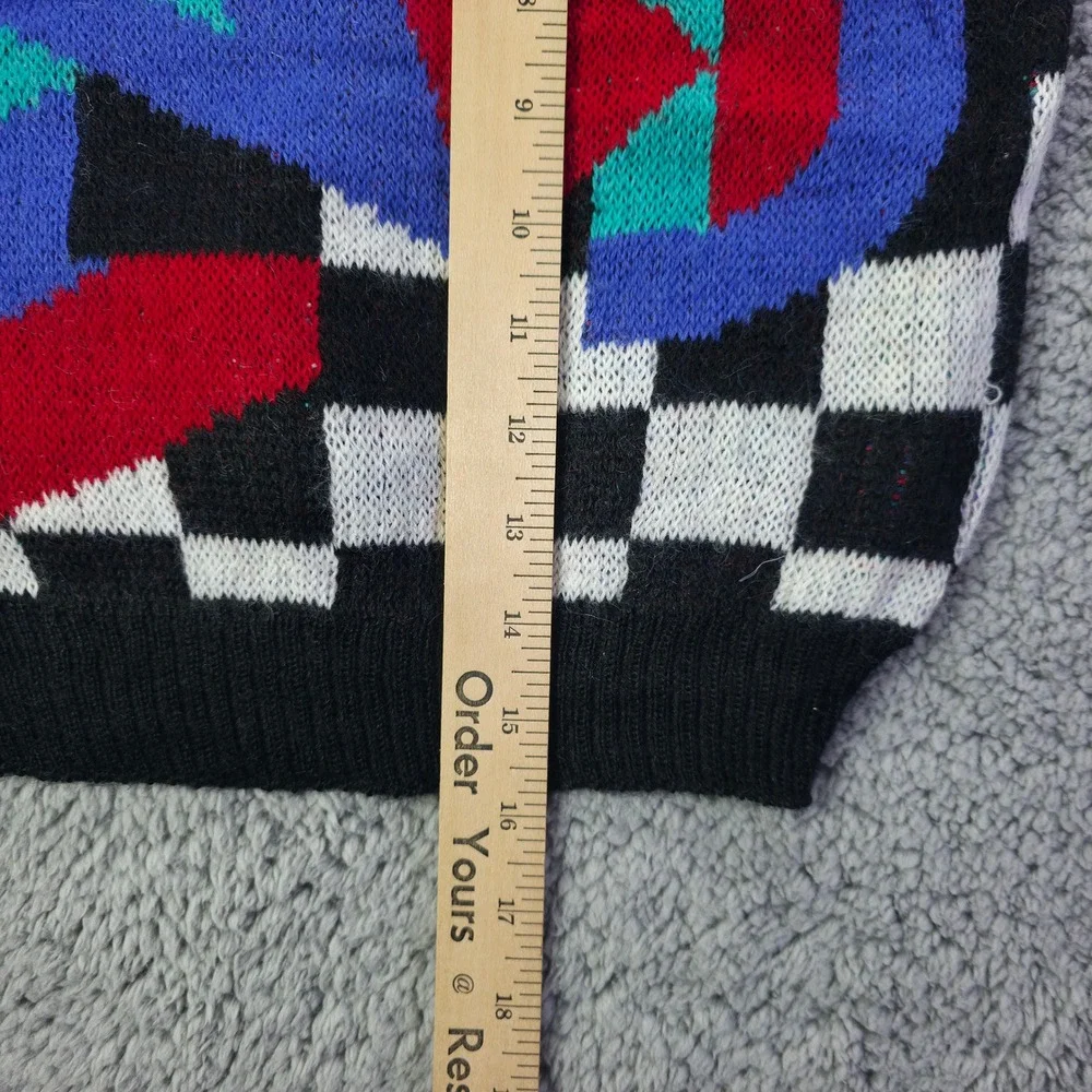 Vintage Marese Kids Sweater 6A Made in France Checkered Geometric Wool Black